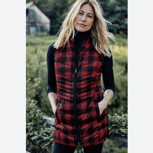 J. Jill Down Vest Quilted Down-Filled Puffer Vest Red Black Size XL